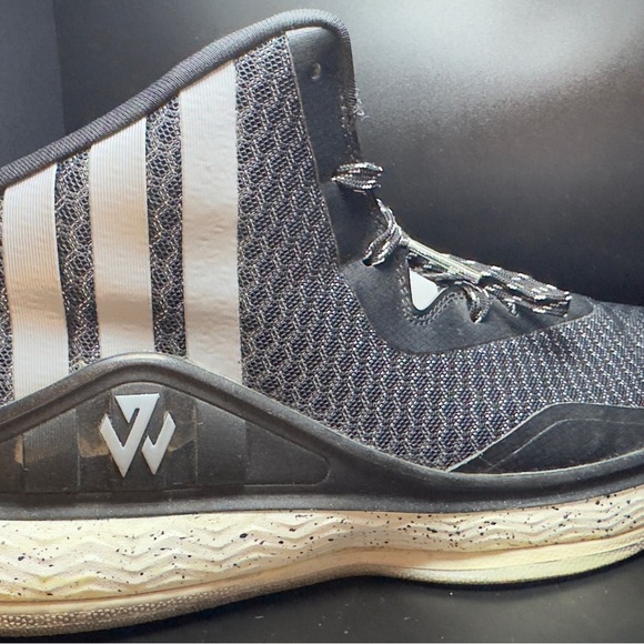 Adidas Men's Black and White John Wall Basketball Sneakers - Picture 6 of 8